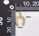 18K Gold Filled Dainty Horseshoe Charm, Horseshoe Pendant, Cubic Zirconia Micro Pave Horse Shoe for Necklace Bracelet Earrings Jewelry Making Supply, CP1740