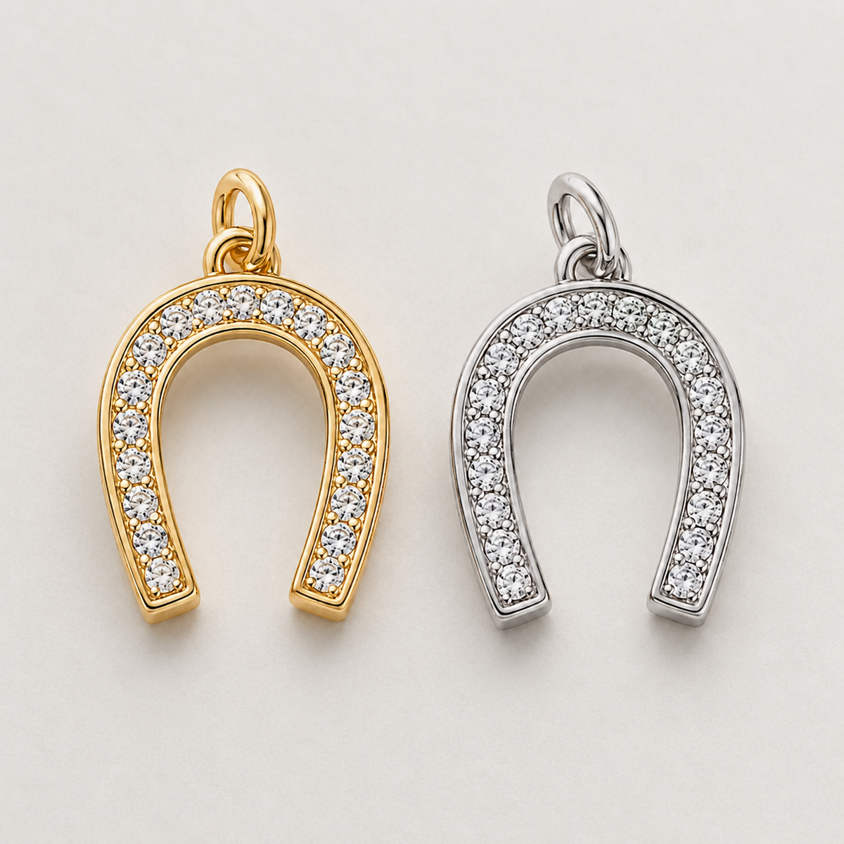 Gold Filled Horseshoe Charm, CZ Horseshoe Pendant, Lucky Horseshoe Jewelry Finding, DIY Necklace Bracelet Charm, Pendant Link, CP1740