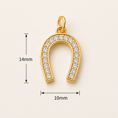 Gold Filled Horseshoe Charm, CZ Horseshoe Pendant, Lucky Horseshoe Jewelry Finding, DIY Necklace Bracelet Charm, Pendant Link, CP1740
