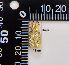 18K Gold Filled 3D Pineapple Charm, Pineapple Pendant, Tropical Beach Charm, Summer Charm, Minimalist Charm for Jewelry Making, CP1744