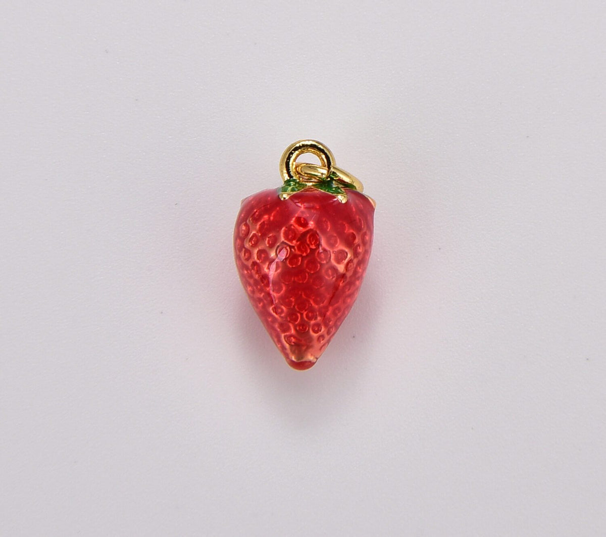 18K Gold Filled Dainty Red Strawberry Charm, Enamel Strawberry Pendant, Fruit Charm for Necklace Bracelet Earring Component Supply, CP1753