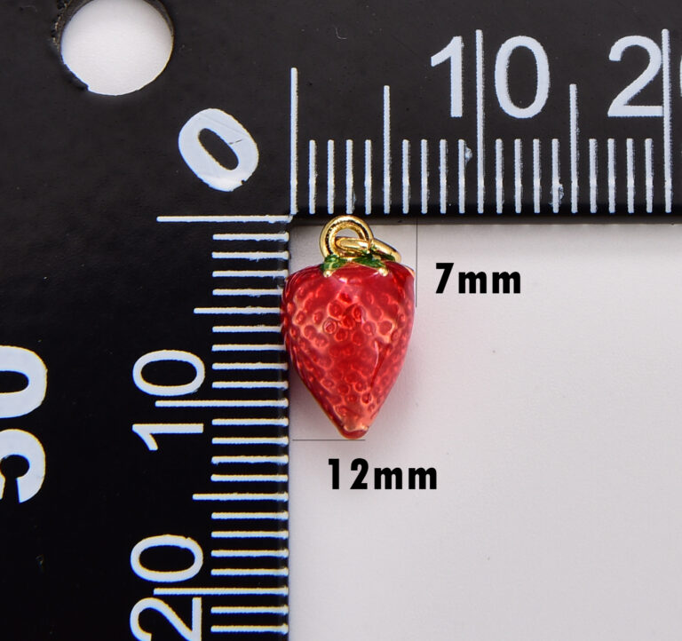 18K Gold Filled Dainty Red Strawberry Charm, Enamel Strawberry Pendant, Fruit Charm for Necklace Bracelet Earring Component Supply, CP1753