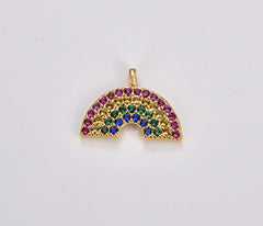 18K Gold Filled Colorful Cubic Zirconia Micro Pave Rainbow Charm, Rainbow Pendant, DIY Fashion Jewelry Pendant Add on Necklace Bracelet Earring, CP1754