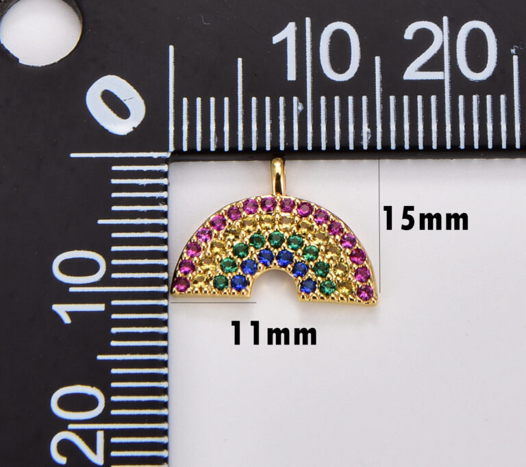 18K Gold Filled Colorful Cubic Zirconia Micro Pave Rainbow Charm, Rainbow Pendant, DIY Fashion Jewelry Pendant Add on Necklace Bracelet Earring, CP1754