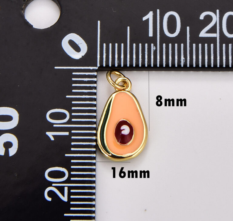 18K Gold Filled Dainty Avocado Charm Micro Alligator Pear Pendant, DIY Fashion Jewelry Add on Necklace Bracelet Earring, 16x8mm, CP1757