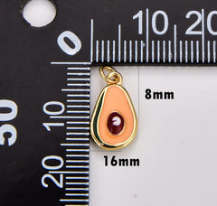 18K Gold Filled Dainty Avocado Charm Micro Alligator Pear Pendant, DIY Fashion Jewelry Add on Necklace Bracelet Earring, 16x8mm, CP1757