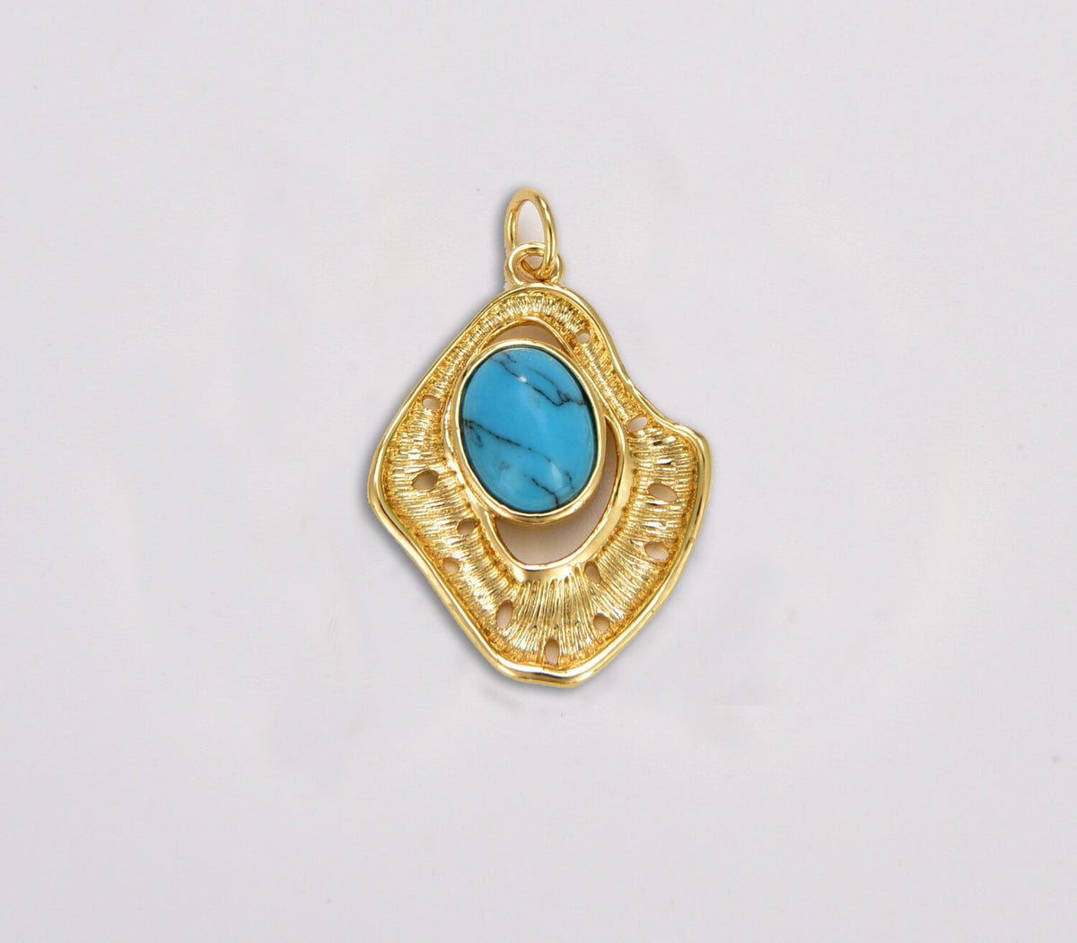 18K Gold Filled Turquoise Blue Stone Charm, Gold Filled Turquoise Pendant, Natural Stone Charm, Birthstone Necklace Charm for Jewelry Making, CP1766