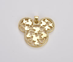 Gold Mouse Head Charm, Gold Filled Mouse Head Pendant for Necklace Bracelet Charm Component Supply, 30x26mm, CP1771