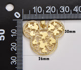 Gold Mouse Head Charm, Gold Filled Mouse Head Pendant for Necklace Bracelet Charm Component Supply, 30x26mm, CP1771