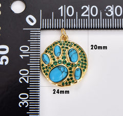 18K Gold Filled Turquoise Blue Stone Charm, Turquoise Pendant, CZ Micro Pave Charm, Birthstone Necklace Charm for Jewelry Making, CP1772