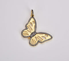 18K Gold Filled Butterfly Charm, Gold Filled Butterfly Pendant, CZ Micro Pave Butterfly Pendant for Bracelet Necklace Component for Jewelry Making, CP1773