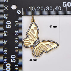 18K Gold Filled Butterfly Charm, Gold Filled Butterfly Pendant, CZ Micro Pave Butterfly Pendant for Bracelet Necklace Component for Jewelry Making, CP1773