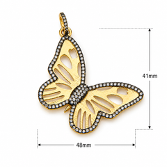 Gold Filled CZ Butterfly Cutout Pendant Charm, Crystal Pave Wing Butterfly Statement Jewelry Pendant for Necklace Bracelet DIY, CP1773