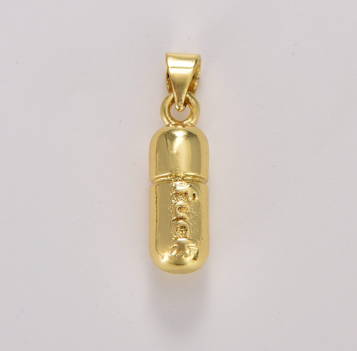 18K Gold Filled Dainty Pill Bar Charm, Word Charm Fuck for Bracelet Necklace Earrings Component for Jewelry Making Supply, CP1774A