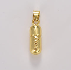 18K Gold Filled Dainty Pill Bar Charm, Word Charm Fuck for Bracelet Necklace Earrings Component for Jewelry Making Supply, CP1774A