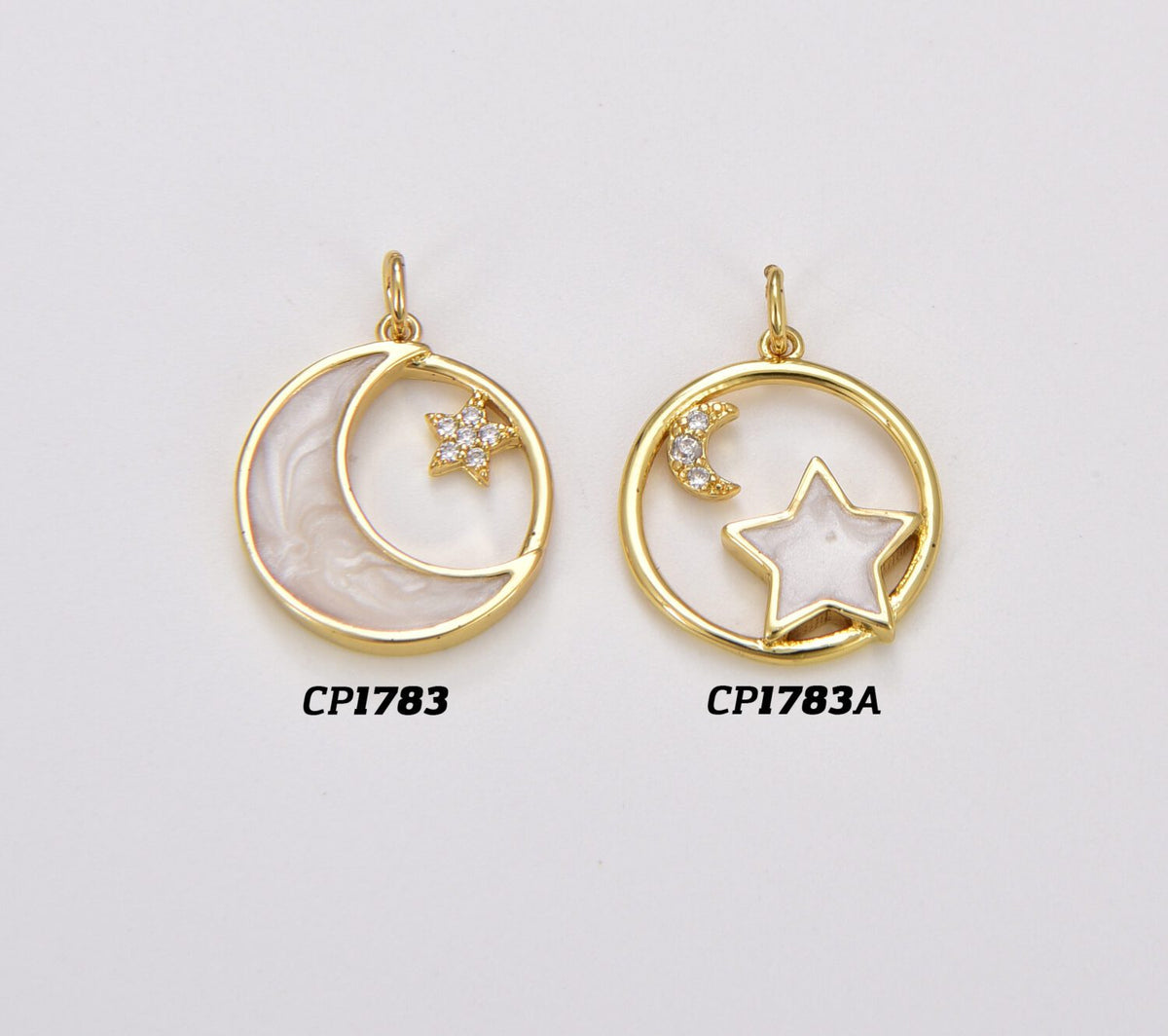 18K Gold Filled White Enamel Star & Moon Charm, Crescent Moon Star Pendant, Celestial Jewelry Charm for Necklace Bracelet Jewelry Making, CP1783