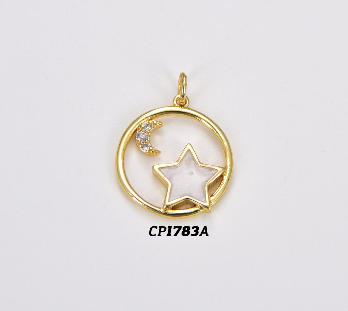 18K Gold Filled White Enamel Star & Moon Charm, Crescent Moon Star Pendant, Celestial Jewelry Charm for Necklace Bracelet Jewelry Making, CP1783A