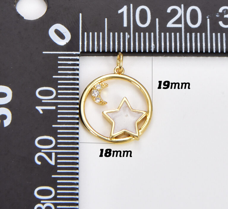 18K Gold Filled White Enamel Star & Moon Charm, Crescent Moon Star Pendant, Celestial Jewelry Charm for Necklace Bracelet Jewelry Making, CP1783