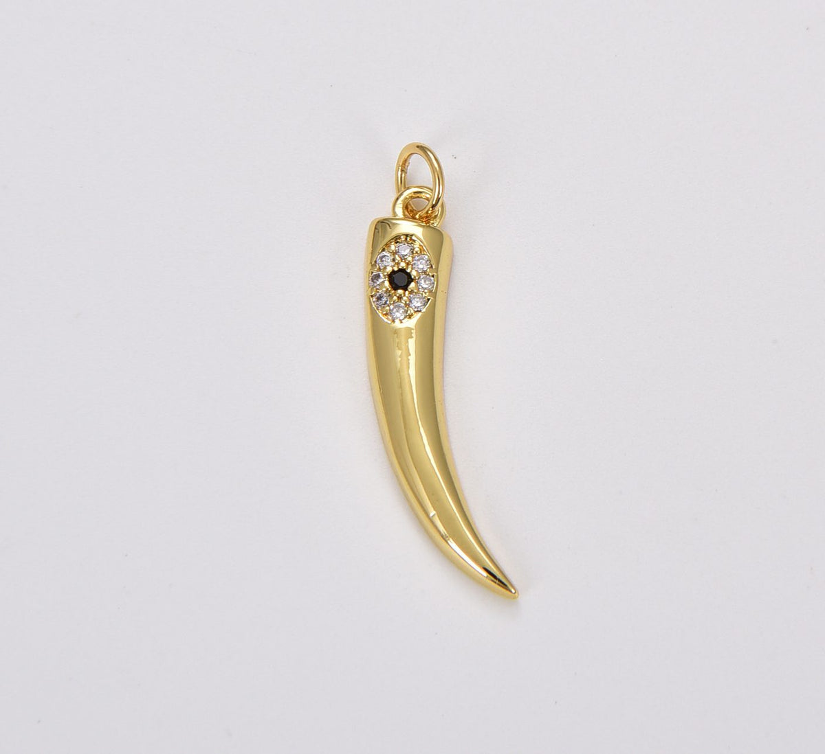 18K Gold Filled Horn Charm, Tusk Pendant, Micro Pave Charm, Tusk Jewelry, Add on Charm for Necklace Bracelet Earring, CP1787