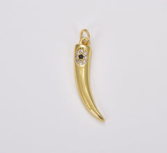 18K Gold Filled Horn Charm, Tusk Pendant, Micro Pave Charm, Tusk Jewelry, Add on Charm for Necklace Bracelet Earring, CP1787