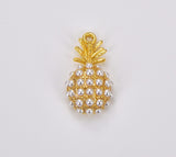 18K Gold Filled 3D Pineapple Charm, Dainty Gold Filled CZ Pineapple Pendant, Summer Fruit Pineapple Charm, Clear Micro Paved CZ Charm, 17x9mm, CP1788