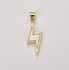 18K Gold Filled Natural Shell Lightning Bolt Charm, Lightning Pendant, Wizard Charm, Thunder Charm for Necklace Bracelet Earring Supply, CP1795