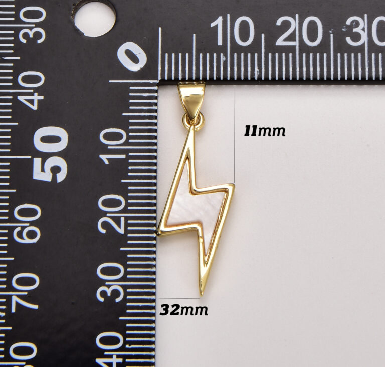 18K Gold Filled Natural Shell Lightning Bolt Charm, Lightning Pendant, Wizard Charm, Thunder Charm for Necklace Bracelet Earring Supply, CP1795