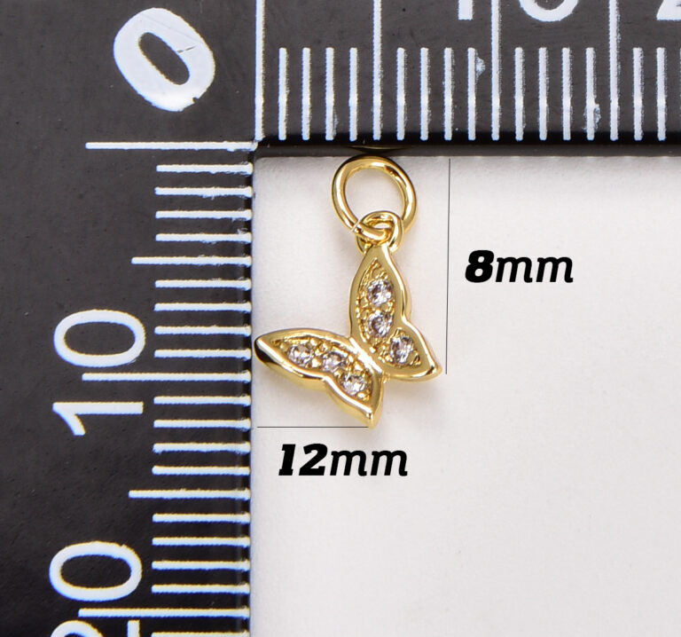 18K Gold Filled Dainty Butterfly Charm, Cubic Zirconia Micro Pave Butterfly Pendant, Tiny Butterfly Insect Charm, Add on Necklace Bracelet Earring, CP1796