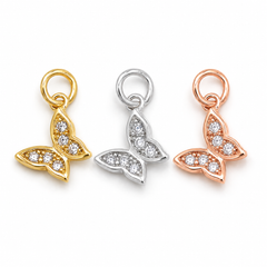 Gold Filled CZ Butterfly Charm, Pave Crystal Butterfly Pendant, Rhinestone Butterfly Jewelry Finding, Necklace Bracelet DIY Charm, CP1796