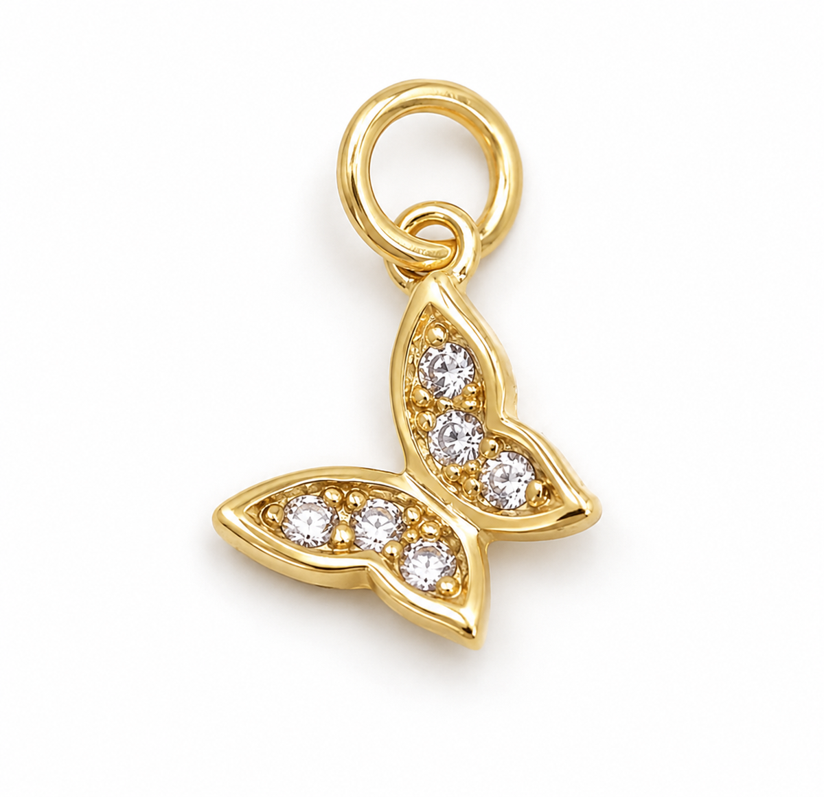 Gold Filled CZ Butterfly Charm, Pave Crystal Butterfly Pendant, Rhinestone Butterfly Jewelry Finding, Necklace Bracelet DIY Charm, CP1796