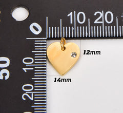 18K Gold Filled Dainty Heart Charm, Stainless Steel, Heart Pendant, Minimalist CZ Pave Charm for Necklace Earring Bracelet Jewelry Making Supply, 14x12mm CP1799A