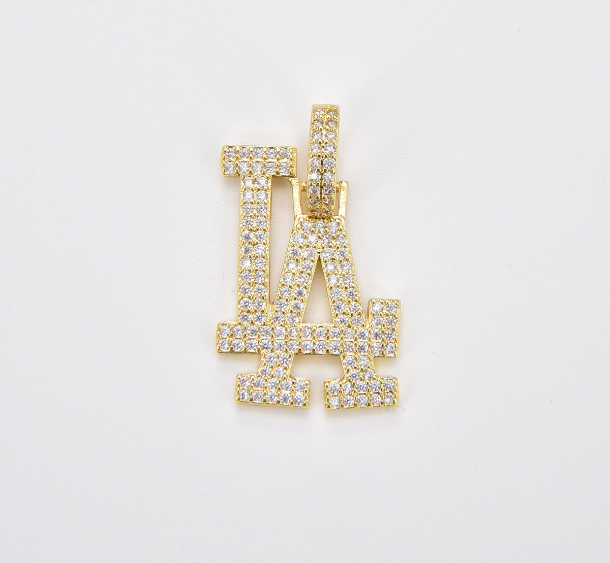 Gold Filled Los Angeles Charm, LA Initial Charm, LA Baseball Sports Charm Jewelry Micro CZ Pave LA Baseball Fans Sign Sports Charm Pendants Necklace, CP1807