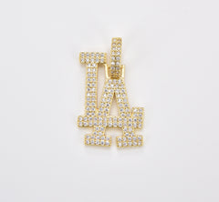 Gold Filled Los Angeles Charm, LA Initial Charm, LA Baseball Sports Charm Jewelry Micro CZ Pave LA Baseball Fans Sign Sports Charm Pendants Necklace, CP1807