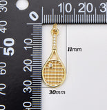 18K Gold Filled Tennis Racket Charm, Racket Pendant, Sport’s Lover Gift, Tennis Racket Charm for Necklace Bracelet Earring Jewelry Making CP1811