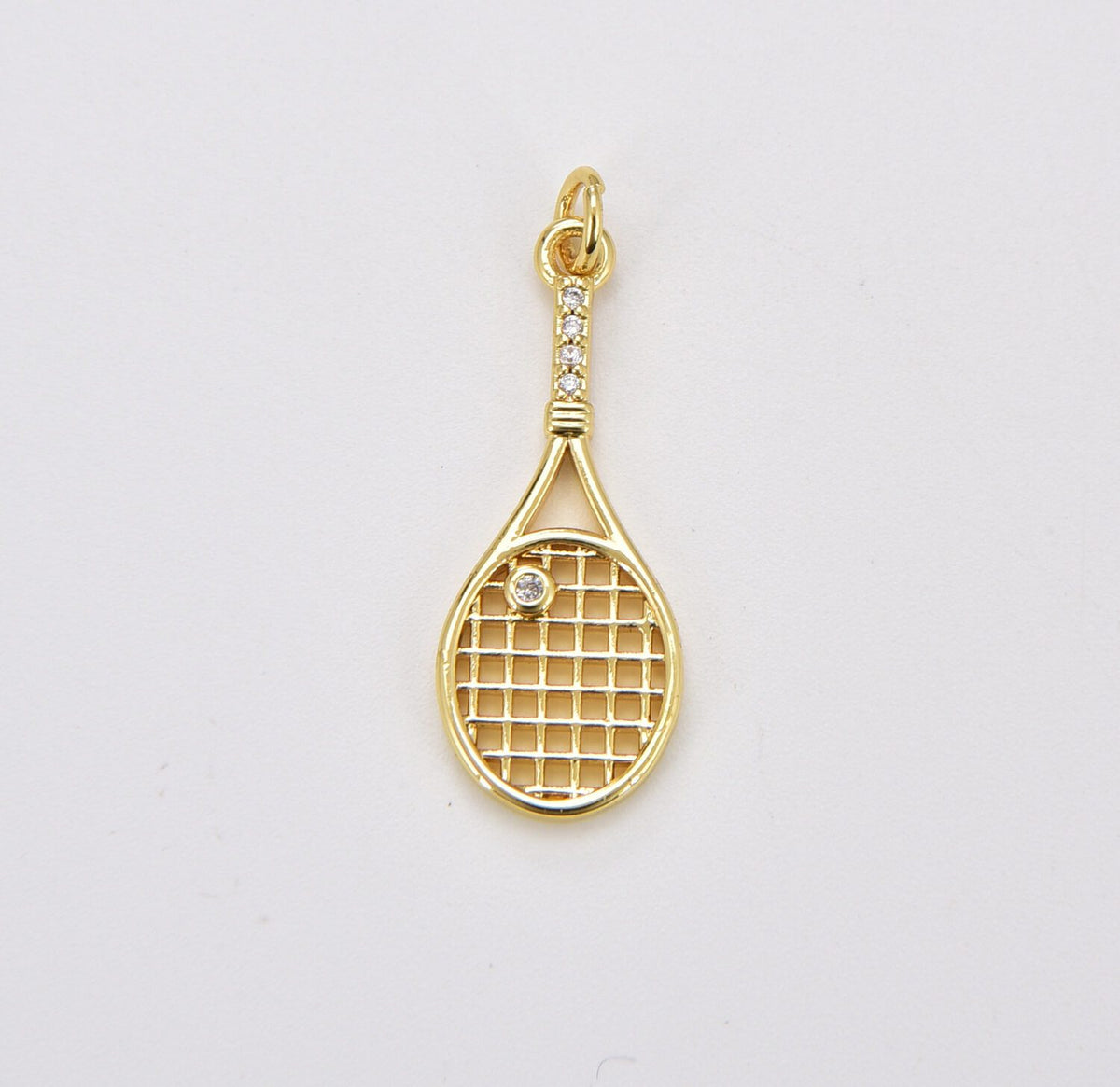 18K Gold Filled Tennis Racket Charm, Racket Pendant, Sport’s Lover Gift, Tennis Racket Charm for Necklace Bracelet Earring Jewelry Making CP1811