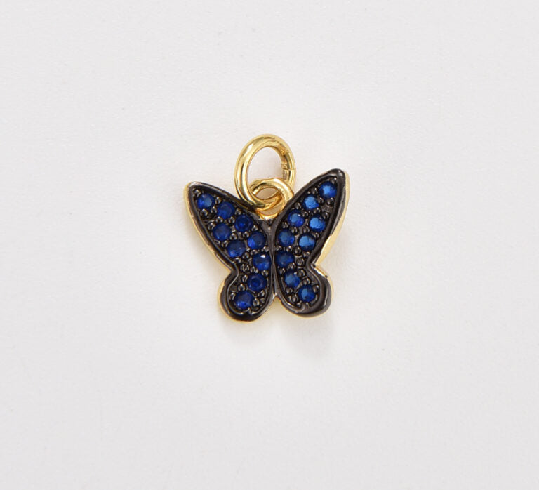 18K Gold Filled Dainty Micro Pave Butterfly Charm, Minimalist Butterfly Pendant for Necklace Earring Bracelet Supply, 11x10mm, CP1815