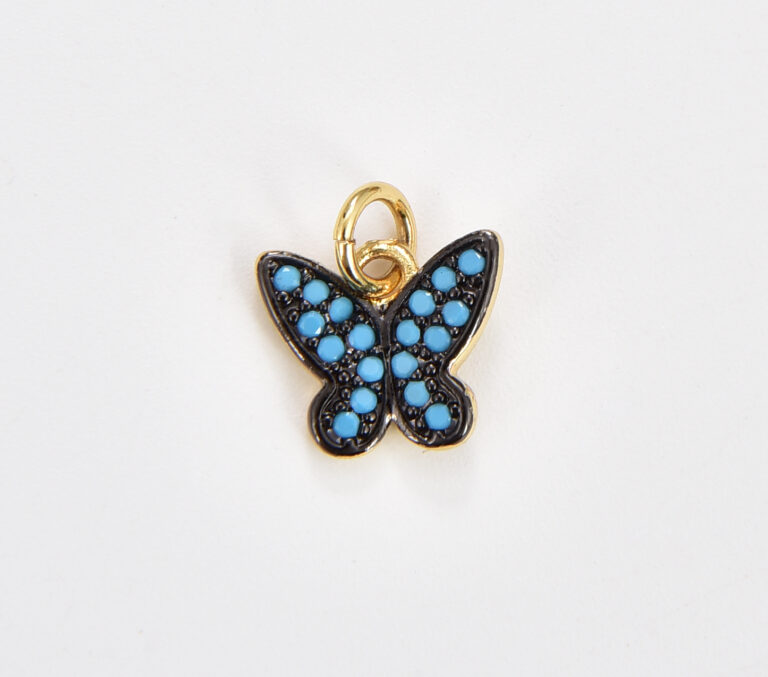 18K Gold Filled Dainty Micro Pave Butterfly Charm, Minimalist Butterfly Pendant for Necklace Earring Bracelet Supply, 11x10mm, CP1815