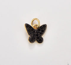 18K Gold Filled Dainty Micro Pave Butterfly Charm, Minimalist Butterfly Pendant for Necklace Earring Bracelet Supply, 11x10mm, CP1815