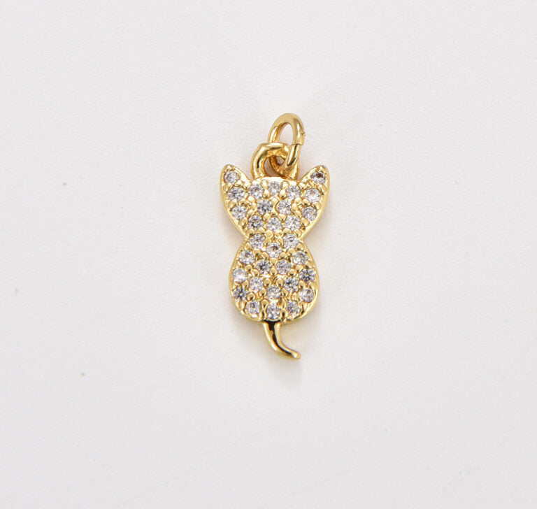 18K Gold Filled Cat & Dog Charm, Pet Lover Charm, Adorable Cat Dog Pet Lover Gift, Animal Charm for Necklace Bracelet Jewelry Making, CP1816