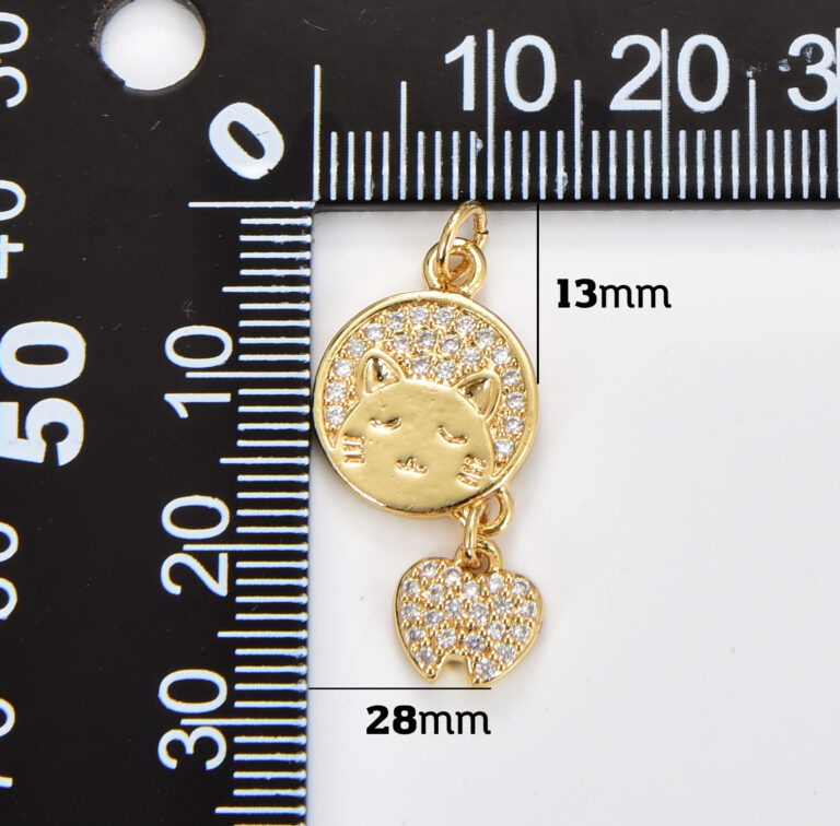 18K Gold Filled Cat & Dog Charm, Pet Lover Charm, Adorable Cat Dog Pet Lover Gift, Animal Charm for Necklace Bracelet Jewelry Making, CP1816