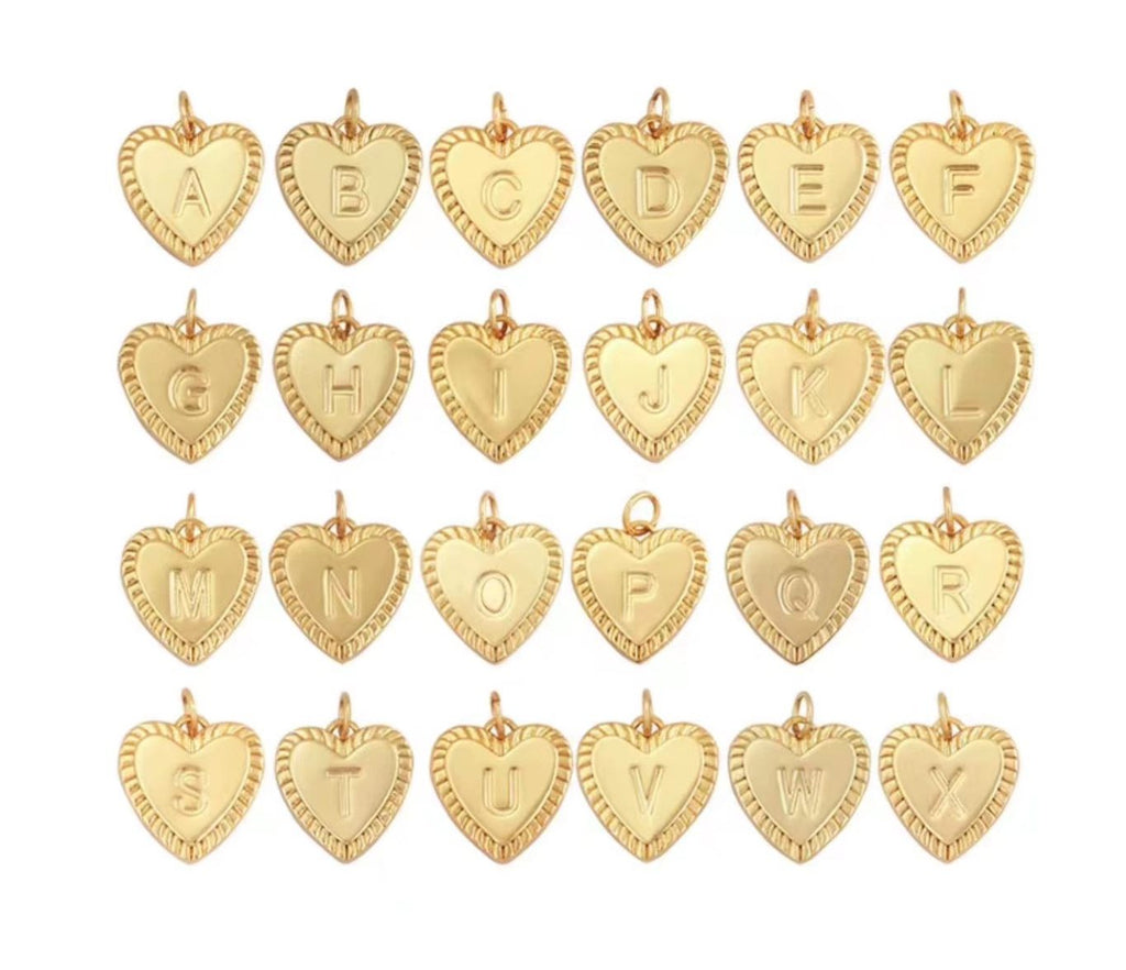 18K Gold Filled Dainty Initial Heart Letter Charm, A-Z Letter Pendant, Alphabet Charm for Necklace Bracelet Jewelry Making Supplies, CP1820