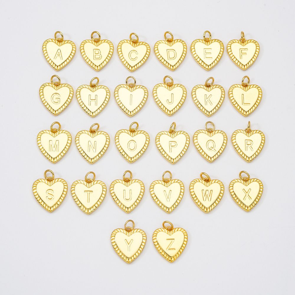 18K Gold Filled Dainty Initial Heart Letter Charm, A-Z Letter Pendant, Alphabet Charm for Necklace Bracelet Jewelry Making Supplies, CP1820