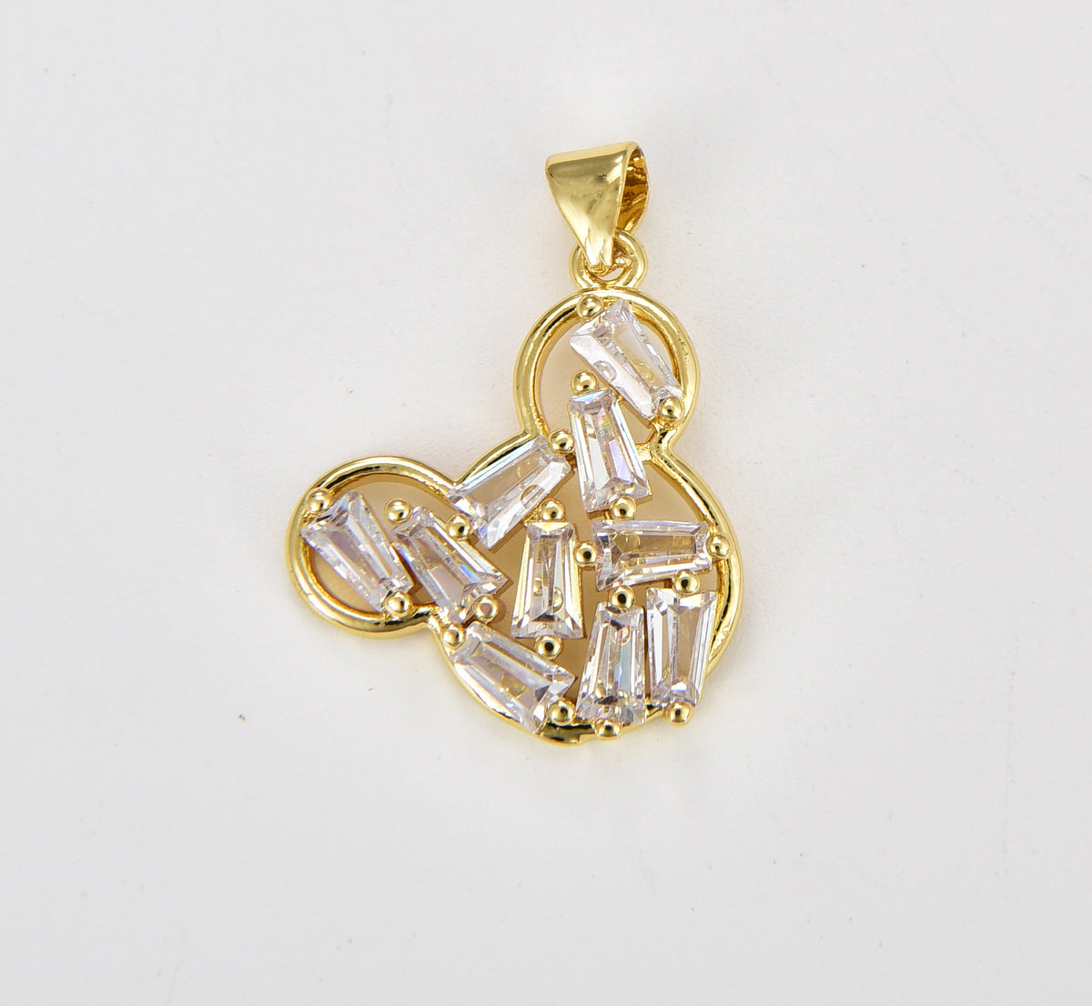 Dainty Baguette CZ Mouse Head Charm, Gold Filled Mouse Head Pendant for Necklace Bracelet Charm Component Supply, Mouse Charm, CP1823