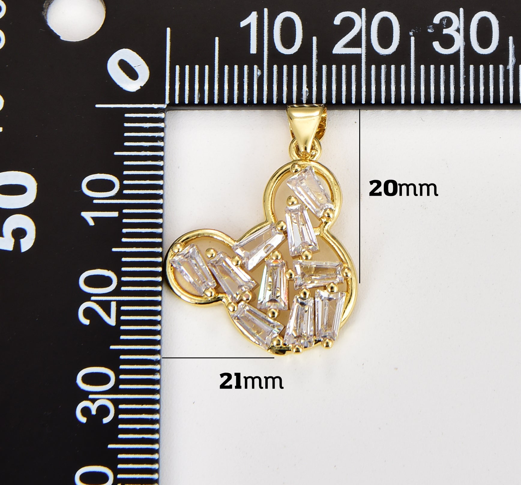 Dainty Baguette CZ Mouse Head Charm, Gold Filled Mouse Head Pendant for Necklace Bracelet Charm Component Supply, Mouse Charm, CP1823