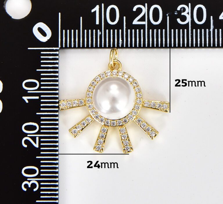 18K Gold Filled Elegant White Pearl Round Charm, Vintage Style Pearl Pendant for Bracelet Necklace Jewelry Making Component, CP1825