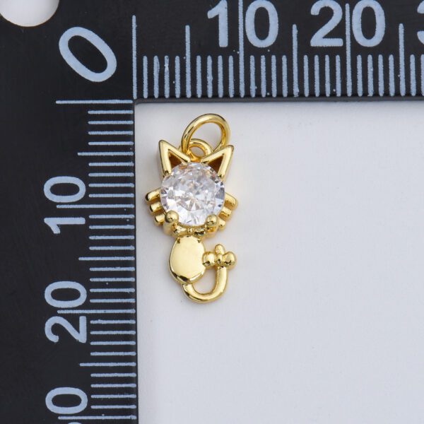 18K Gold Filled Dainty Cute Kitty Cat Charm, Cubic Zirconia Cat Pendant, Clear Solitaire Cut CZ Pendant, Gift for Cat Lover, Animal Lover Charm, CP1827