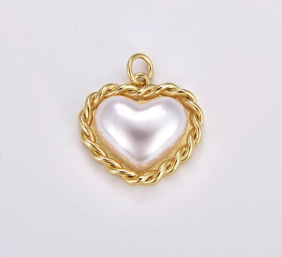 18K Gold Filled Dainty Pearl Heart Charm, Gold Filled Heart Pendant, Anniversary Gift, Mother’s Day Gift, for Necklace Bracelet Jewelry Making, CP1828