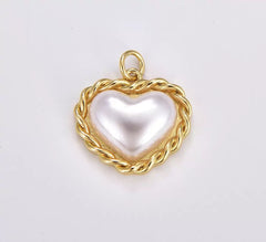 18K Gold Filled Dainty Pearl Heart Charm, Gold Filled Heart Pendant, Anniversary Gift, Mother’s Day Gift, for Necklace Bracelet Jewelry Making, CP1828