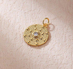 18K Gold Filled Dainty Sun Charm Medallion, Gold Filled Micro Pave Sun Pendant, Celestial Pendant for Necklace Bracelet Jewelry Making Component, CP1832