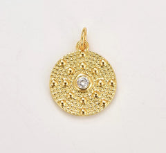 18K Gold Filled Dainty Sun Charm Medallion, Gold Filled Micro Pave Sun Pendant, Celestial Pendant for Necklace Bracelet Jewelry Making Component, CP1832